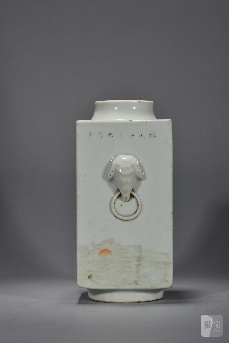 清光绪 胡孔规山水花鸟琮式瓶 - 图7